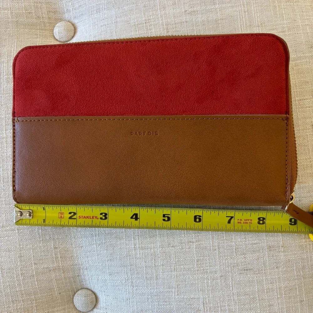 Parfois Two-Tone Colorblock Wallet - Red/Brown Suede - Celine Style
